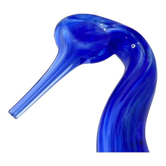 VTG Oglebay Wheeling Cobalt Blue ART GLASS SWAN Bird Trinket Box Tray Dish Vase - Picture 4 of 7